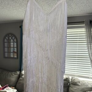 PrettyLittleThing White Fringe Jumpsuit